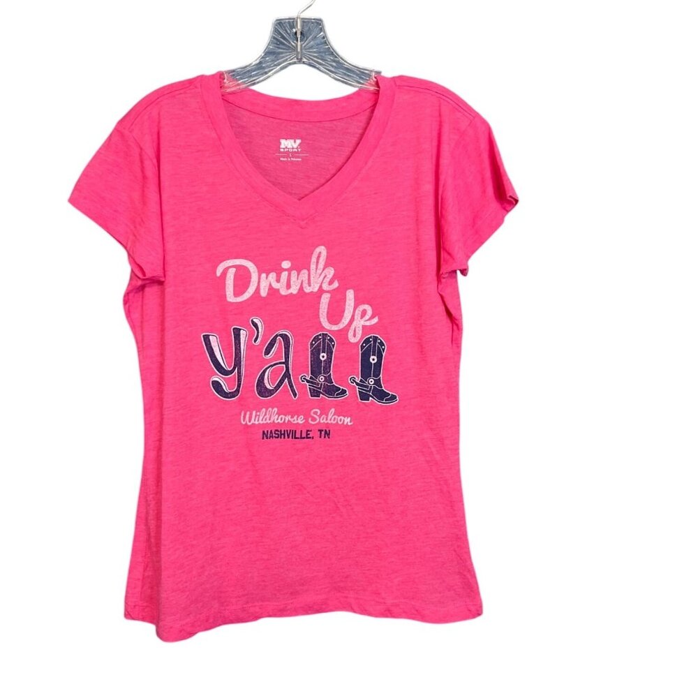 Wildhorse Saloon Nashville Pink Tee Drink Up Yall L